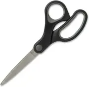Straight Scissors, Rubber Handles, 7-Inch Straight, Black (SPR25225)