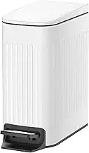 TIPGO Slim Bathroom Trash Can with Lid Soft Close, Step Pedal, 6 Liter / 1.6 Gallon Stainless Steel Trash Bin, Small Garbage Cans for Bedroom, Office, Kitchen (White)