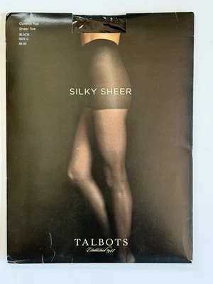 NIP NEW Talbots Silky Sheer Control Top Sheer Toe Pantyhose Black Size C