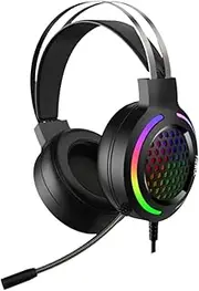 1Pc PC Gaming Headset with RGB Backlight Lightweight Wired Earpiece for Noise Reduction Mic Comfortable for Long Gaming Sessions for