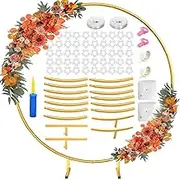 Round Backdrop Stand 6.6ft - Stable Gold Circle Balloon Arch Stand Metal Arch Backdrop Stand for Wedding Birthday Party Baby Shower Decoration