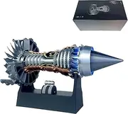 1/25 Simulation Aircraft Turbojet Engine Rotatable Model – TR900 Turbofan Engine with Light, Aero Mechanical Model with Tail Flame (Blue/Requires Assembly)