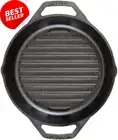 12" Cast Iron Dual Handle Grill Pan, Black