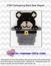 Thanksgiving Black Bear Magnet-Plastic Canvas Pattern or Kit