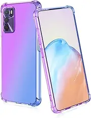 [BORYA] Silicone Case for Oppo A16/OPPO A16s/OPPO A54s, Transparent Soft Silky Ultra Thin TPU Shockproof Scratch-Resistant Mobile Phone Case, Elegant Colourful Gradient Protective Case, Purple/Blue