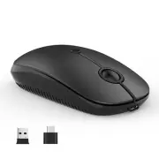 C Wireless Mouse，USB C Rechargeable Portable Quiet Mouse USB and C Receiver D...