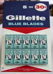 Vintage Gillette 10x5 Blue Blade Store Display Card GB1 1950'S