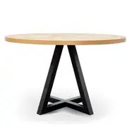 Percy 125cm Round Dining Table - European Knotty Oak and Peppercorn