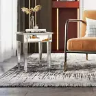 Mirrored End Table with Drawer Silver Modern Nightstand/Bedside/Accent Table for