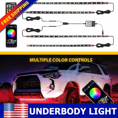 RGB LED Strip Under Car APP Tube Underglow Underbody System Light Neon Kit Parts