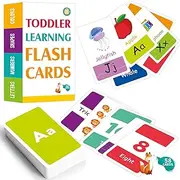 58-Piece Toddler Flash Cards Set - Alphabet, Numbers, Colors & Shapes Learning Cards | Double-Sided Waterproof Flashcards for Ages 1-4 | Preschool Educational Toys, BPA-Free & Tear-Resistant