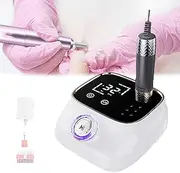 Desktop Nail Polisher, Nail Drill, Electric Nail Polisher with Breathing Light, 45000rpm, With Jack, Full LCD Touch Screen, USB Charging, Memory Function, For Home, Salon,White