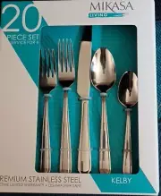 Mikasa Living KELBY 20pc Service for 4 Stainless 18/0 Glossy Brand New SEALED