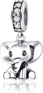 [LES FOLIES DI PAOLA GRIECO] Baby Elephant Dumbo Cartoon Disney 925 Silver Charm - Les Folies Fits Pandora Sterling Silver Cubic Zirconia, Sterling Silver, Cubic Zirconia