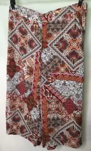 AUTOGRAPH MULTI COLOUR PATCHWORK WIDE LEG CROP PANTS SIZE 18 COMFORTABLE ALL NEW