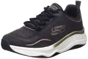 Skechers Sport Women's Big Plan Sneaker 8 Black Mesh/Rose Gold Trim