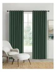 [Sherwood Home] 100% Blockout Concealed Tab Top Curtain Pair in Forest Green 90x223cm