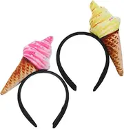 CRILSTYLEO 2pcs Ice Cream Headband Cute Decorative Hair Accessory for Women for Makeup Face Washing and Hairstyling Comfortable and Secure Fit
