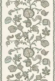 Palampore Hand Block Print Teal Fabric 173612 by Schumacher 6 & 2/3 yards