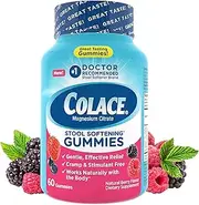 Colace Stool Softener Gummies, Gentle Dependable Constipation Relief Magnesium Citrate Gummies, No.1 Doctor Recommended Stool Softener Brand, Berry Flavored 60ct