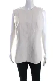 Theory Womens Hadrienne Crew Neck Sleeveless Shell Tunic Blouse Pearl Size 12