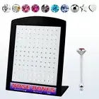 Wholesale 120PCS Nose Bone Studs Rings Acrylic Display Sterling Silver 22 Gauge