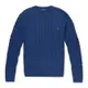 Polo Ralph Lauren RL 熱銷圓領刺繡小馬麻花針織毛衣-深藍色