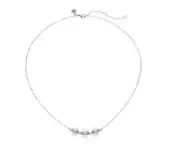 Rebecca Minkoff Three Crystal Necklace Silvertone W1045