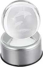 1pc Luminous Dolphin Crystal Ball with Rotating Base Lighted Desktop Decor for Home and Creative Dolphin Ornament for Festive and Night Lighting