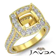 Cushion Diamond Engagement Vintage Pave Ring 18k Yellow Gold Semi Mount 2.1Ct