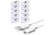 10 Pack 2m Long Data Transfer Charger Charging Micro USB Cable Cord for Android Phone Device Tablet Bulk White TPE Plastic
