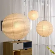 White Round Rice Paper Lantern Pendant Light, Paper Lamps Paper Lights, Easy to Assemble,Fixtures 11.02 15.75 Ceiling Hanging Lamp 30cm