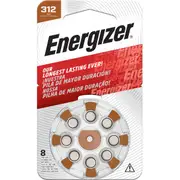Energizer Hearing Aid Batteries 312 8 pack