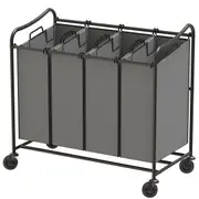 Laundry Sorter Rolling Cart, 4-Bag Laundry Trolley for Laundry Organizer Laundry Basket Laundry Clothes Hamper