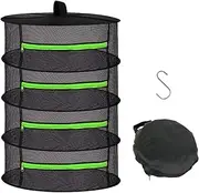 4 Layer Herb Drying Rack,Hanging Plant Drying Net with Green Zippers,Foldable Mesh Rack,for Drying Flowers,Vegetables, Herb,Plant(24x24x31.5inch)