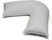AIMANE® Easy Care Percale Plain Polycotton Back and Neck Support V Shaped Pillowcase Orthopaedic/Pregnancy/Nursing Pillow Cover Only (Light Grey)