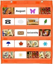 uxcell Magnetic Pocket Chart, Small Pocket Chart Mini Double Sided Classroom Pocket Chart Organizer Wall Hanging for Classroom Supplies, Dark Orange