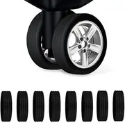 (8 pcs) Luggage Wheel Covers,ZANZER Suitcase Wheel Protector Covers Colorful Portable Silicone Luggage Wheel Covers Luggage Spinner Wheel Covers for Most 8 Caster Luggage Accessories (Black)