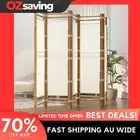 Folding Room Divider 5 Panels Bamboo Canvas 200x180cm Cream White 0625