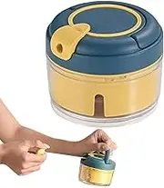 Garlic Grinder Hand - Manual Onion Chopper Food Crusher,Small Kitchen Tool, Hand Pull Onion Cutter, Handheld Grater for Ginger, Chili, Vegetable
