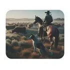 Mouse Pad (Rectangle) Cowboy and His Faithful Dog Overlooking a Herd of Cattle 5