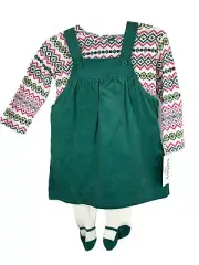 NWT Toddler Girl Carters Green Jumper 3 Piece Set Size 12M
