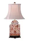 Orange and White Rust Twisted Lotus Porcelain Jar Table Lamp 22"