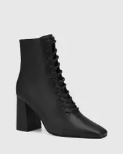 Hazel Black Leather Ankle Boot