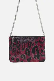 EMBELLISHED ZIP TOP CLUTCH WITH STRAP ALWAYS CHANGE YOUR SPOTS