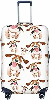 [CADREWY] Cartoon pug Print Travel Suitcase Cover Luggage Protector with Elastic Anti Scratch for Carry On, Black, Large