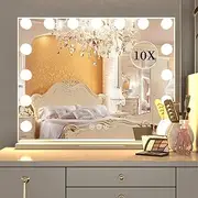 [Manocorro] Vanity Mirror with Lights Hollywood Makeup Mirror, Large Vanity Lighted Mirror with 15 LED Bulbs, Hollywood Mirror with 3 Color Modes for Bedroom, Tabletop or Wall-Mounted, 58x46cm