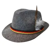 Grey Oktoberfest German Hat with Feather - Adult