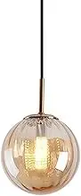 Globe Pendant Light Drop Ceiling Lamp Kitchen Island Lighting Fixture with Glass Ball Shade E14(Amber)