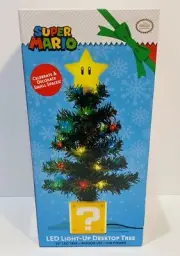 Super Mario Bros LED Light Up 10 Inch Desktop Christmas Tree - NEW - Nintendo